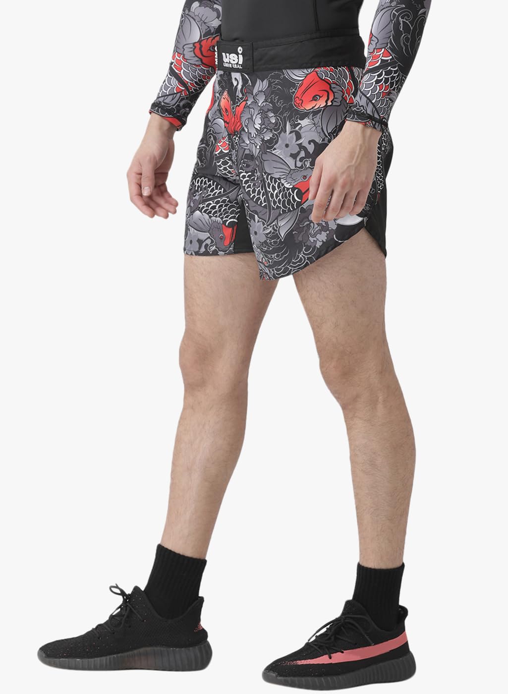 USI UNIVERSAL Pantaloncini da uomo, 411K Koi Fish, pantaloncini MMA per allenamento e kickboxing, combattimento per arti marziali, combattimento in gabbia, Muay Thai, boxe