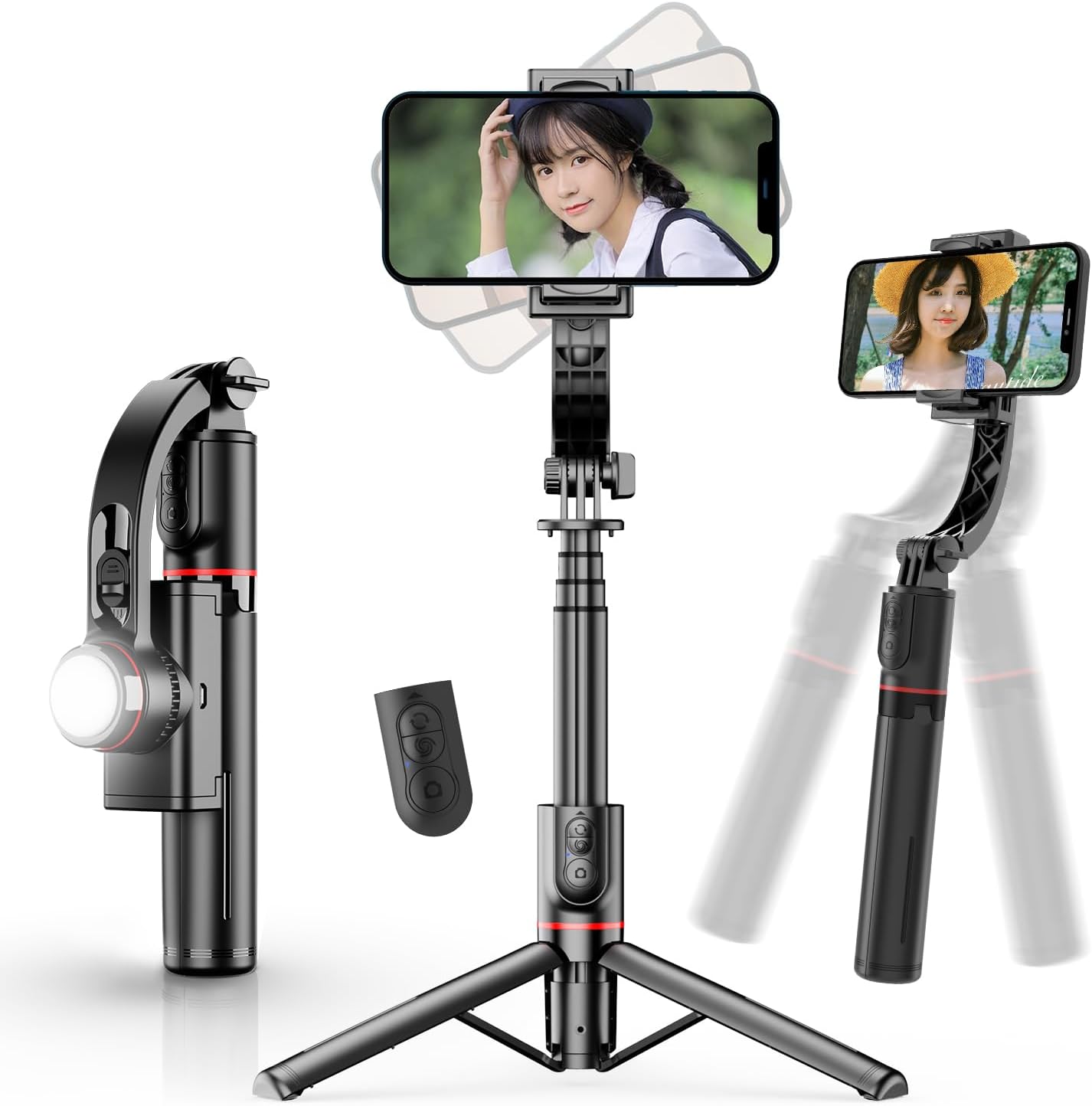 【新品・未使用】スタビライザー iPhone Android 自撮り棒 Amazon.co.jp: 【2025新登場】ジンバル自撮り棒 スマホ三脚付き｜手