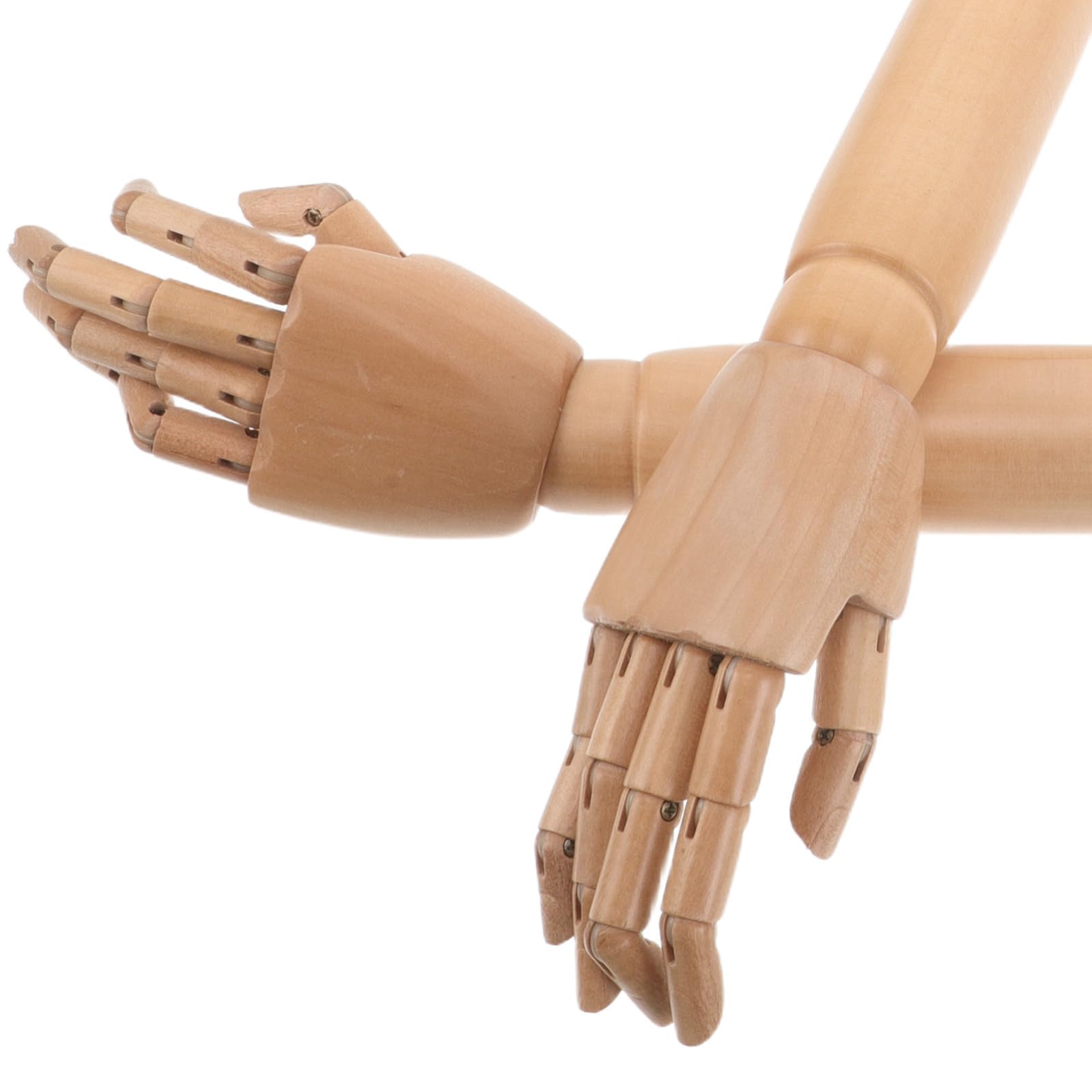 Braccia con Giunti Mobili, Set da 1 Paio in Legno Naturale Snodabili, Modello di Mano Flessibile di Manichino per Disegno Artistico, Esposizione Gioielli e Gioco Creativo