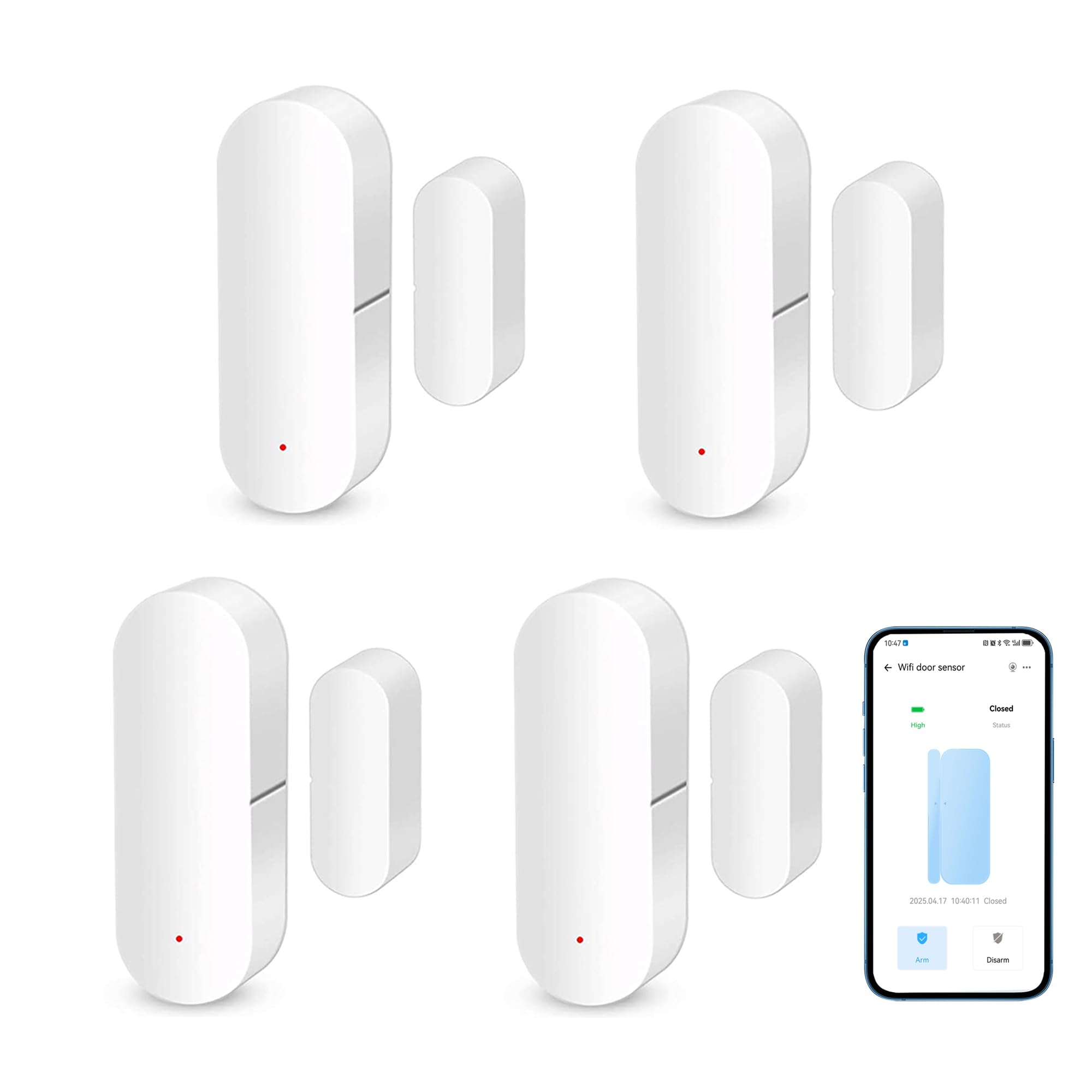 Sensore intelligente per porta WiFi: sensore di contatto per la sicurezza domestica, sensore per finestra senza fili con notifiche istantanee dell'app, compatibile con Alexa e Google Assistant