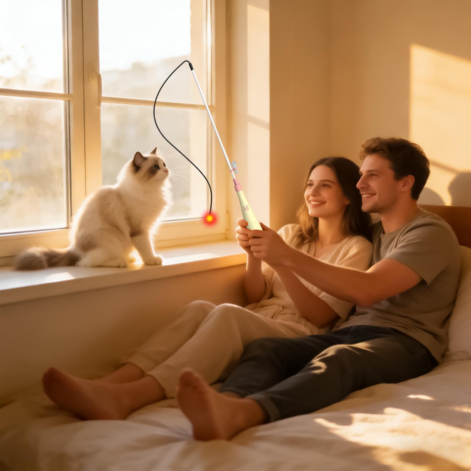 Genérico Juguete con Vara para Gatos Juguete de Estimulación con Luz | Mango con Forma de Zanahoria para en Casa, Salón o Apartamento: Fomenta Actividad, Previene Aburrimiento