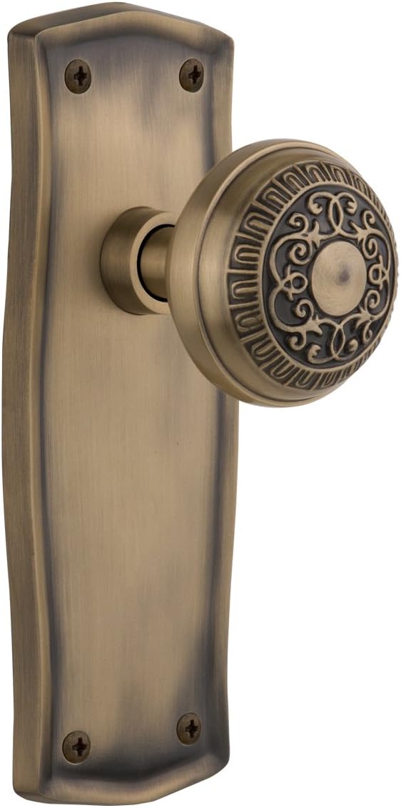 Nostalgic Warehouse Prairie Plate with Egg & Dart Knob, Privacy - 2.375", Satin Nickel