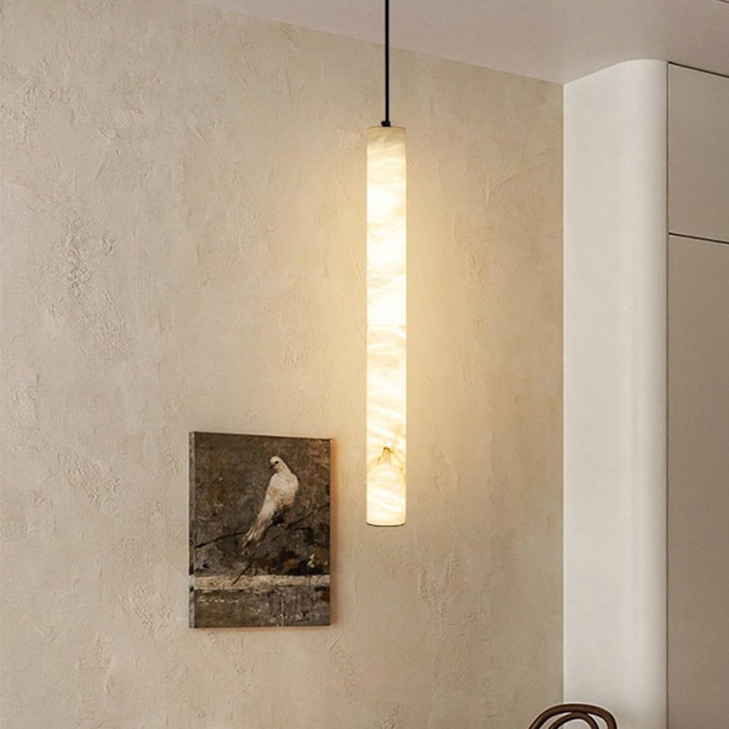 Lampadario a sospensione in marmo naturale a luce calda