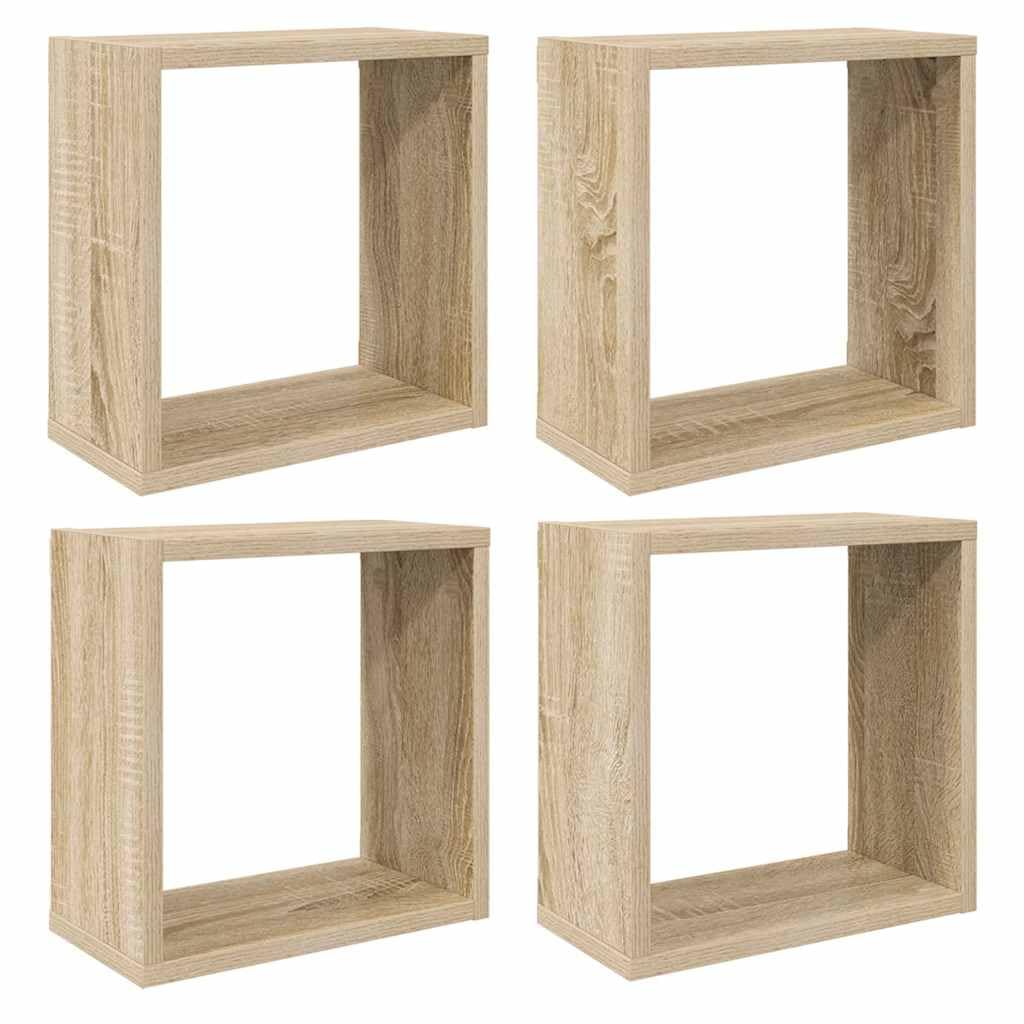vidaXL Mensole a Cubo 4 pz Rovere Sonoma 30x15x30 cm