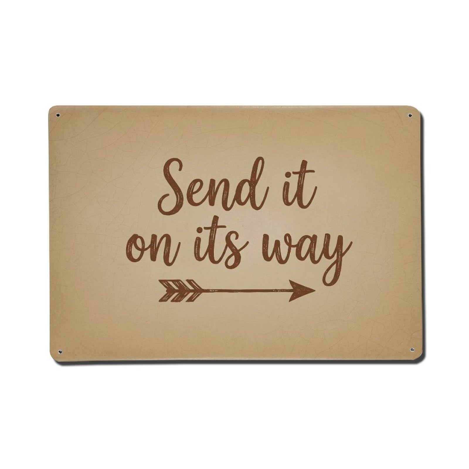Olhnbad Style Send It On Its Way Toilet Quote Rustic Farmhouse Metal Tin Sign