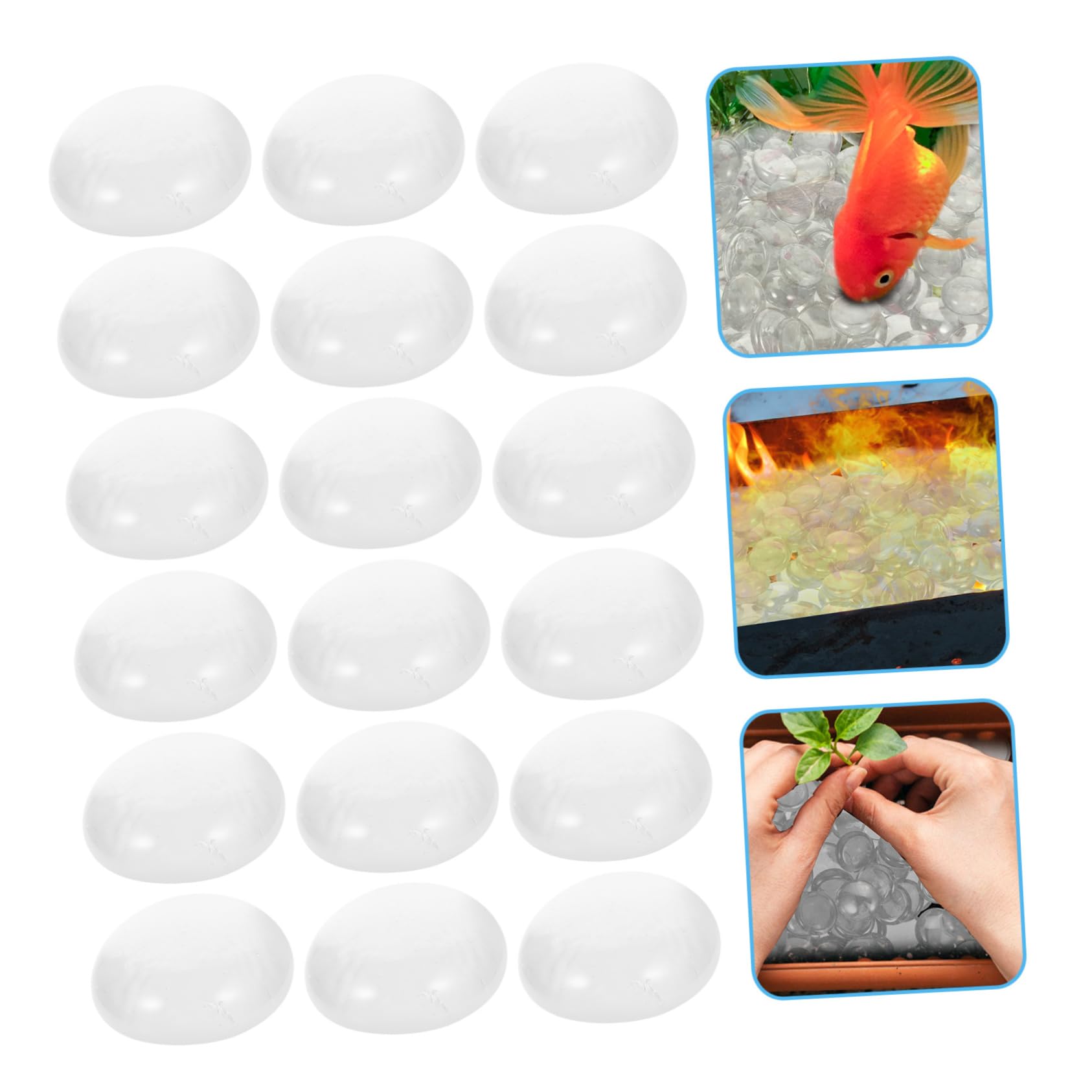 Perles de Verre pour Cheminée 1kg, Décoratives, 16-19mm | Paquet Unique, Verre pour Aquarium et Compositions Florales, Usage Table et Créations Artisanales
