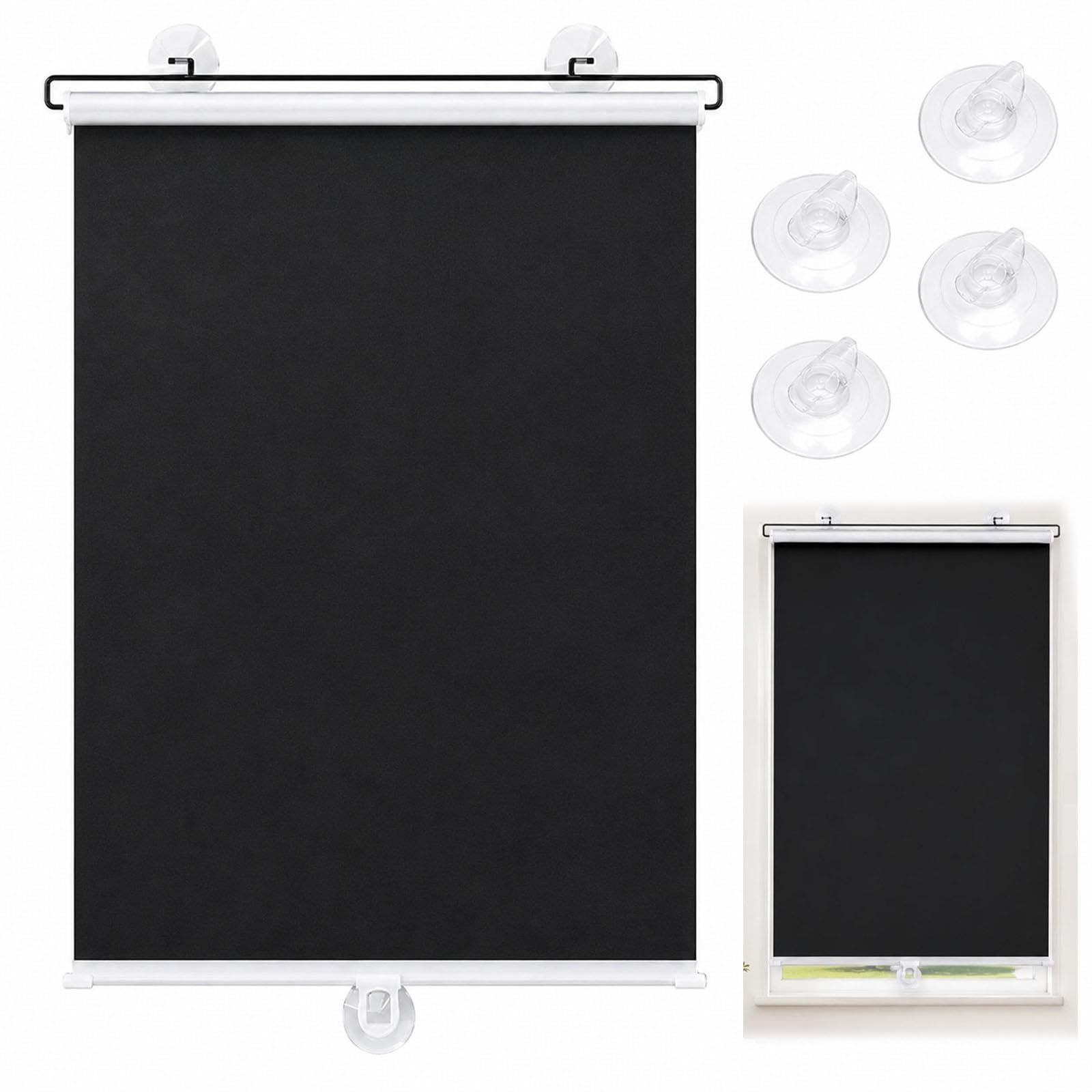 Tende Oscuranti Avvolgibili per Finestre Senza Forare, Tende a Ventose Retrattili, Schermo Privacy a Discesa per Camera, Cucina, Ufficio, Appartamento e Porta in Vetro(W 70 x 200 cm)