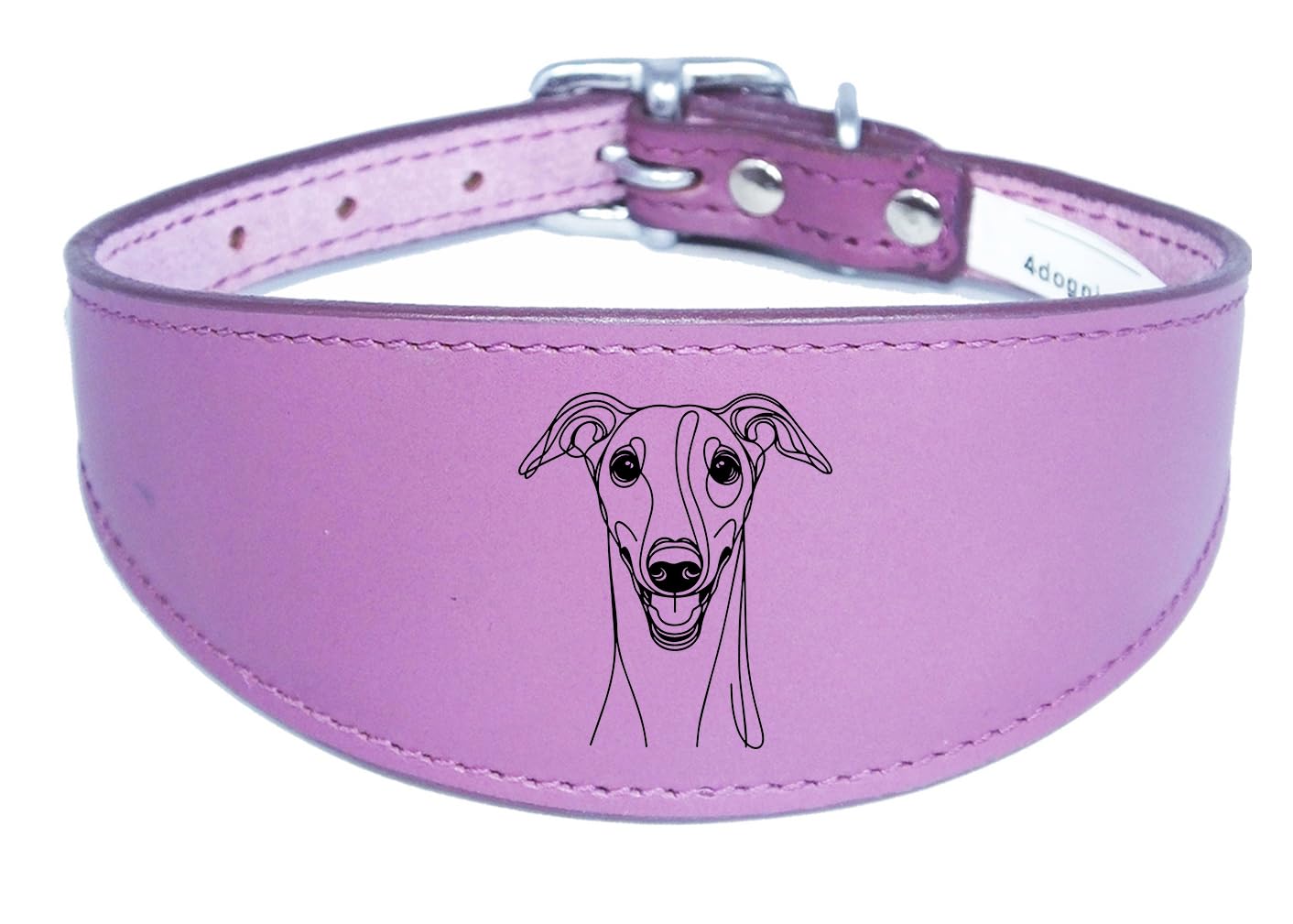 Sighthound Wide Leather Collar Handmade for Iggy, Lurcher, Whippet and Greyhound, NL9