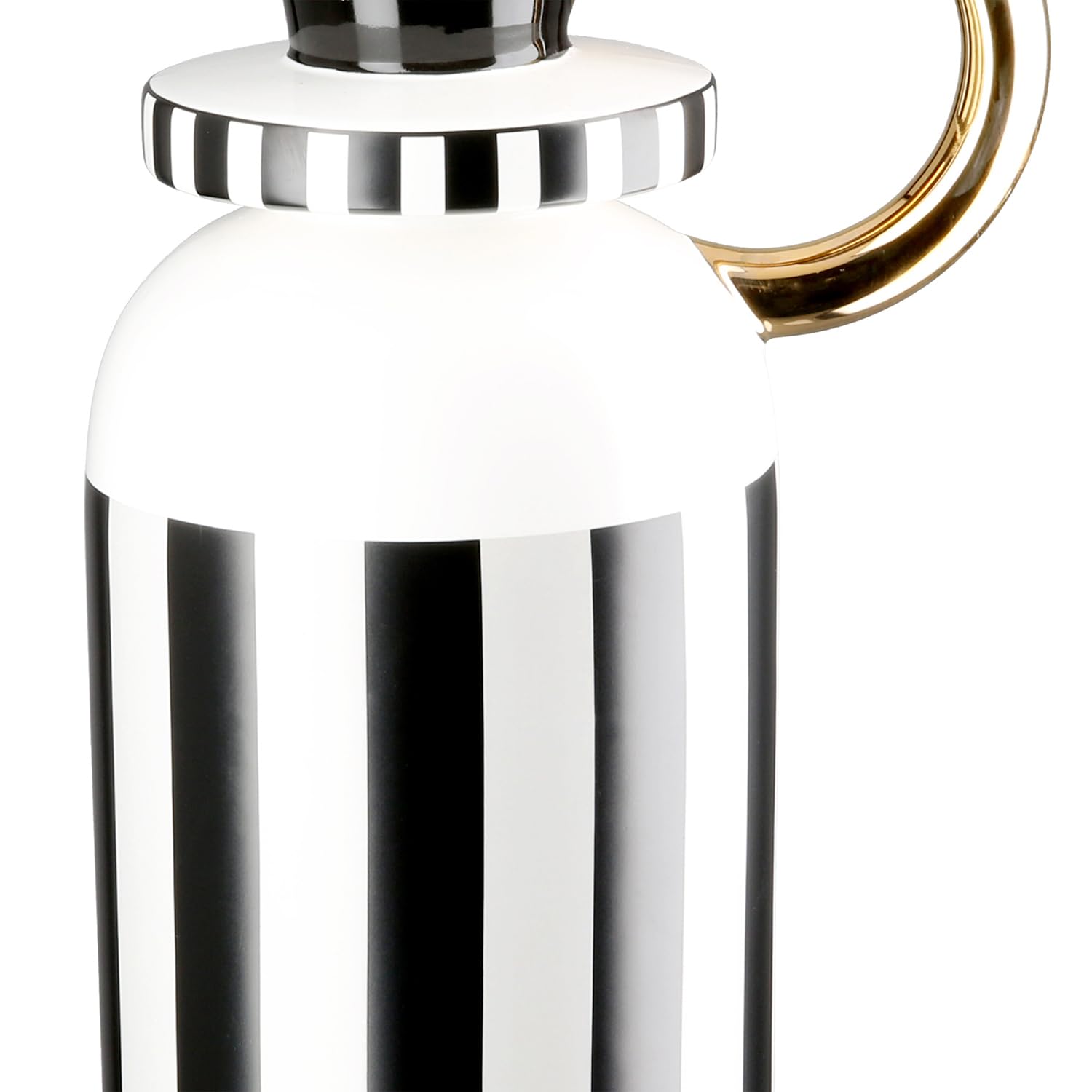 GILDE Vaso da pavimento Pomposo in ceramica, a righe, smaltato, in bianco e nero, altezza 48 cm x diametro 11 cm, impermeabile