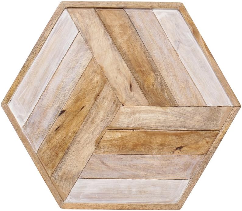 Witty Woods Premium Hexagon Wooden Tray for Coffee and Drinks Table - Made up of Mango Wood - Antique Finish - Luxury Gifting Product