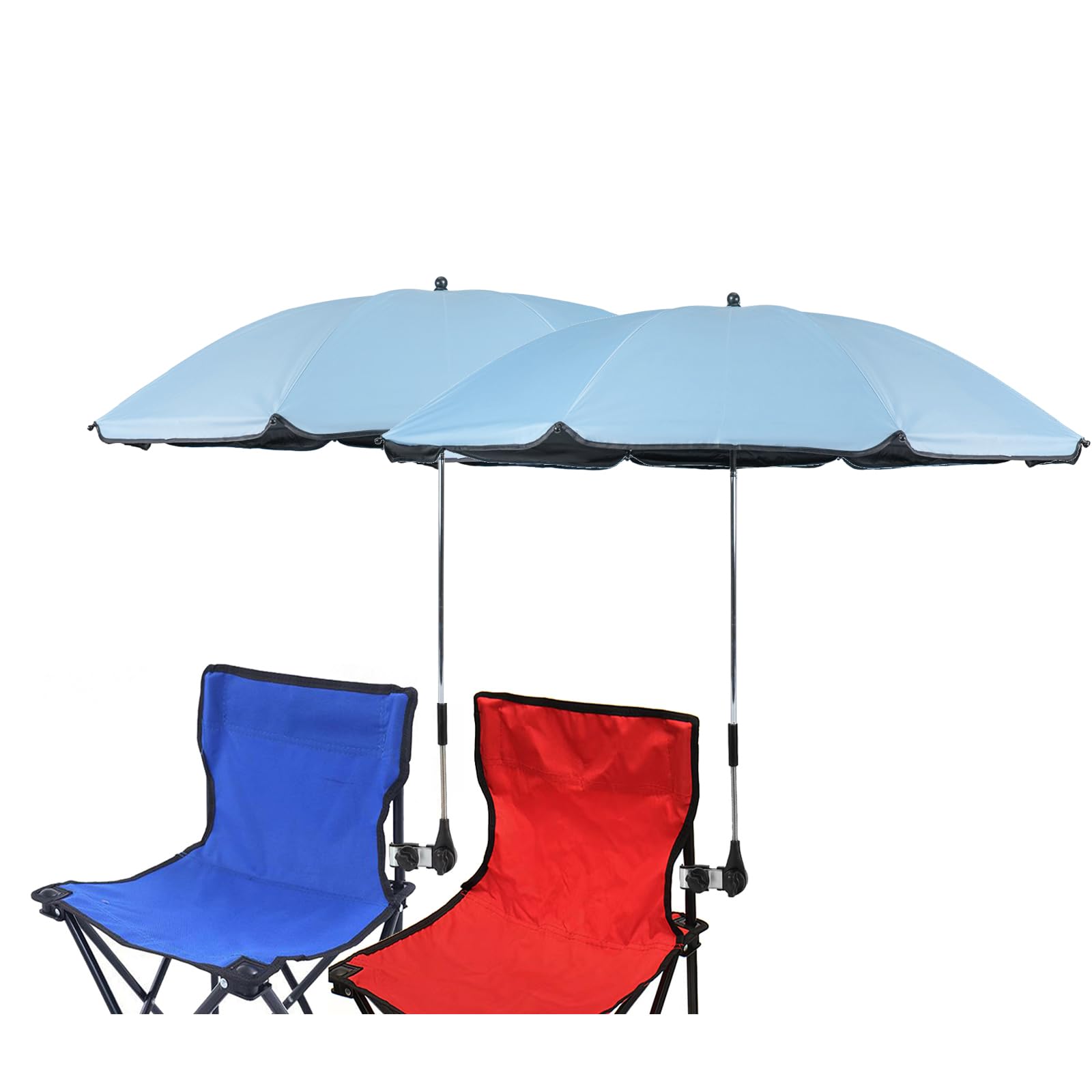Starry City L-Blue 2 Pack 2 Pack Chair Parasols With Adjustable Clamp,Shade Umbrella,Clip On Umbrella For Patio,Beach,Wheelchairs,Golf Carts (L-Blue 2 Pack)