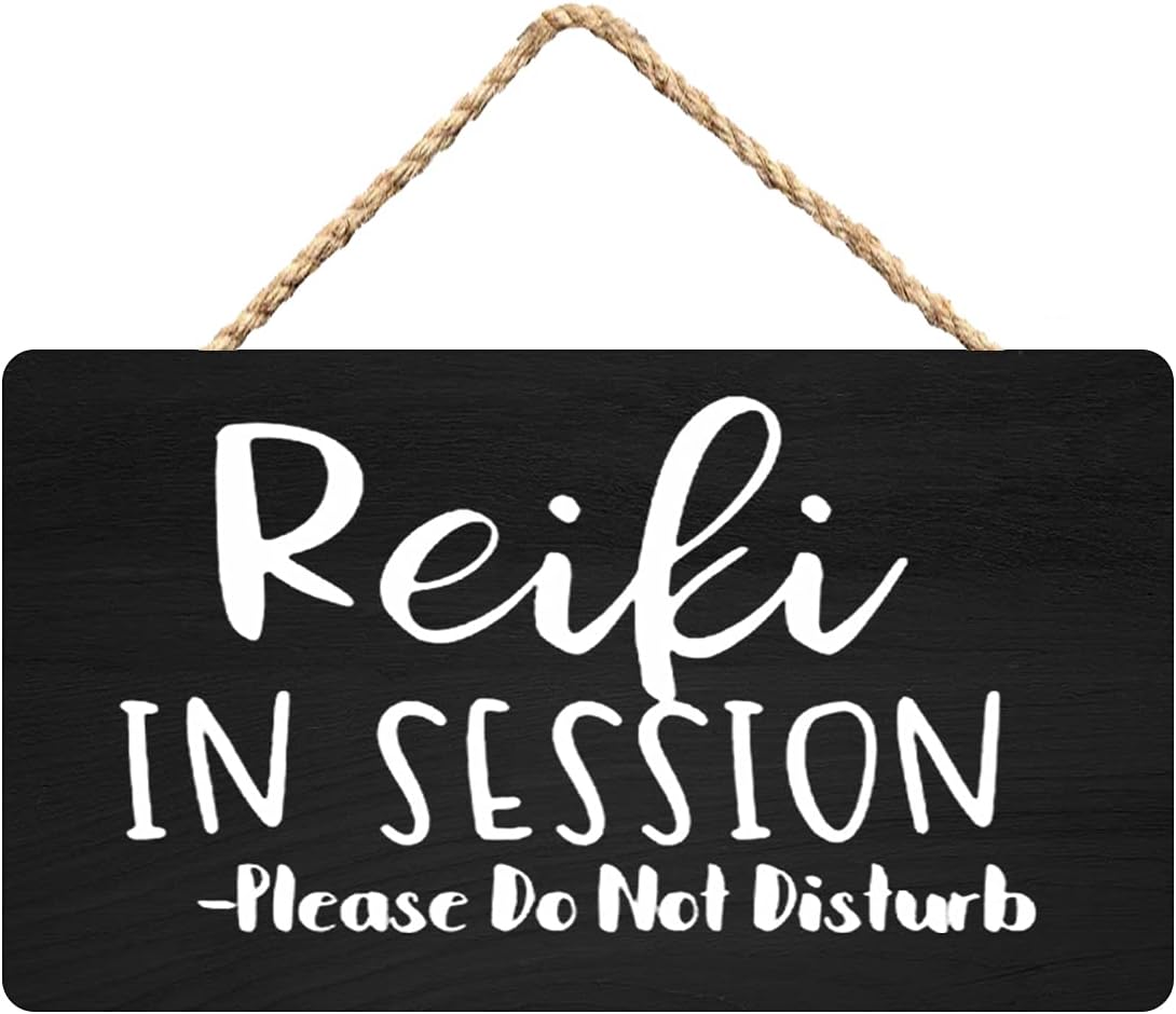 Reiki in Session Wood Sign Reiki Decor Wall Door Hanger Handmade Sign Do Not Disturb Rustic Wood Wall Sign Wooden Hanging Plaque Farmhouse Wall Art for Home Living Room12x6 Inch