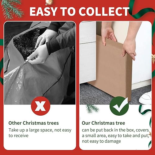 Miniatura 3 de Árbol de Navidad desplegable de 5 pies con soporte, árbol de Navidad artificial plegable, árboles de Navidad de lentejuelas fáciles de montar y