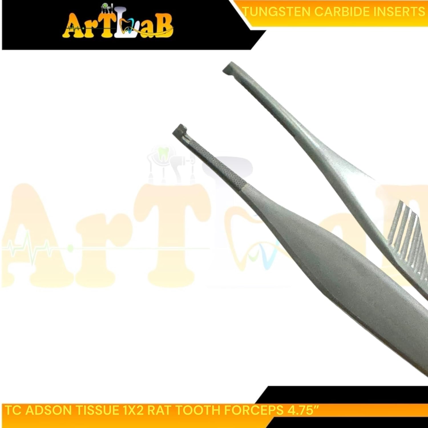 Premium German Stainless Tungsten Carbide TIP ADSON Forceps Tissue 1X2 Teeth ADSON Brown Forceps ADSON Dressing Forceps 4.75" Veterinary Instruments (ADSON Dressing+Tissue 1X2)