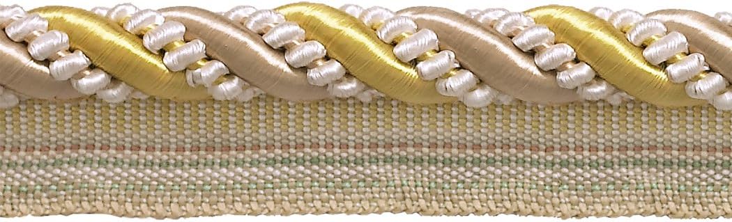 DÉCOPRO 7/16" (1cm) Large Shiny Decorative Twisted Rope Cord with Lip | Cord Trim # 0716I2, Nautical Gold #1152 (Light Gold, Yellow Gold, Navy Blue) 9 Yards (27 ft/8m)