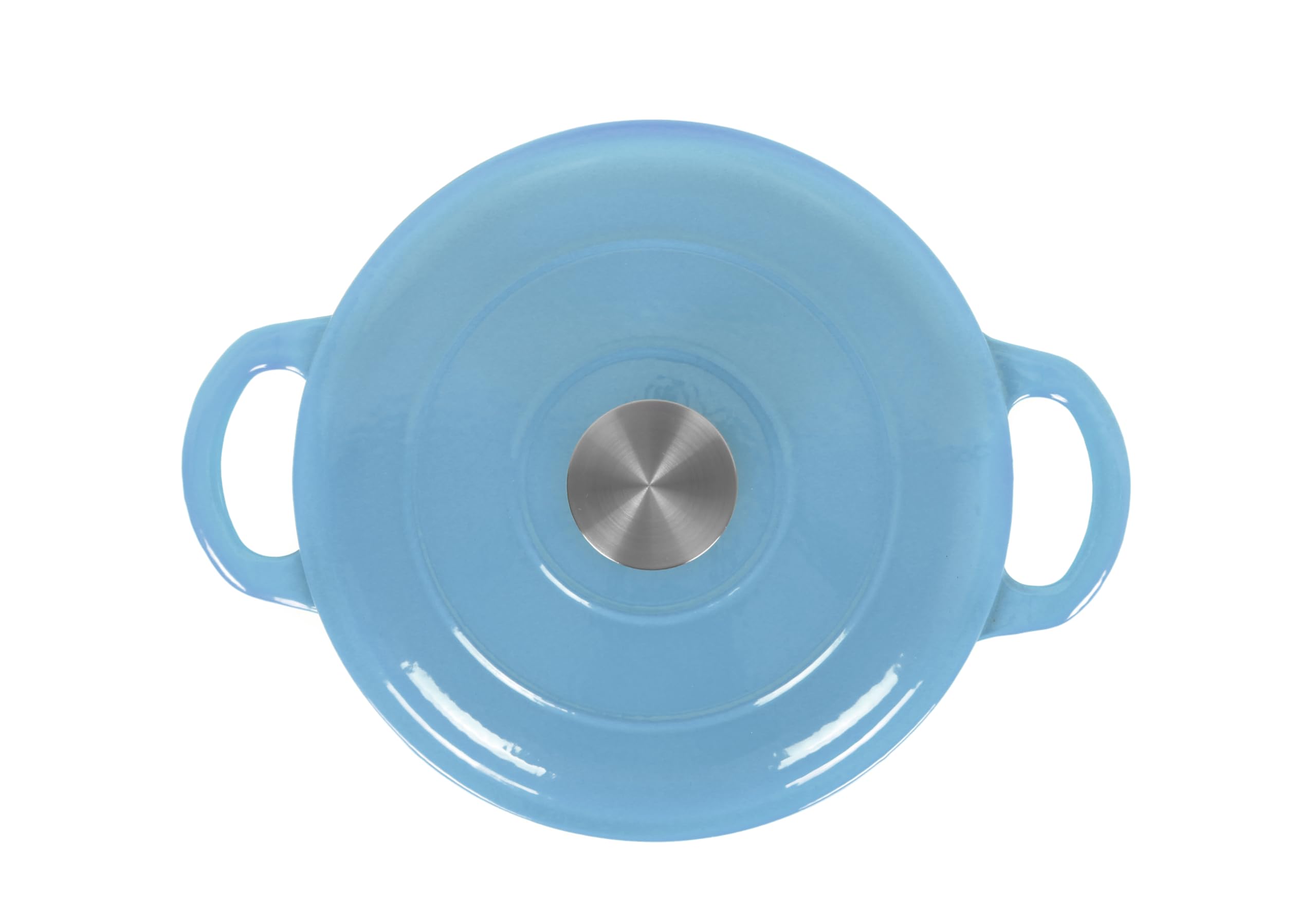 Echtwerk Cast Iron Dutch Pot with Enamel Coating, Cast Iron Pot, Roasting Dish with Lid, Bread Baking Pot Round, Suitable for Oven, Grill, BBQ and Induction, Light Blue, 3.5 L, Diameter 22.5 cm