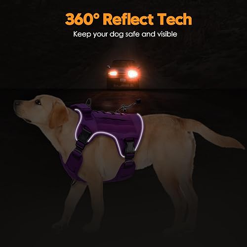 Miniatura 5 de Arnés táctico resistente para perros grandes, chaleco reflectante ajustable sin tirones con sistema Molle, control de grado militar K9 para