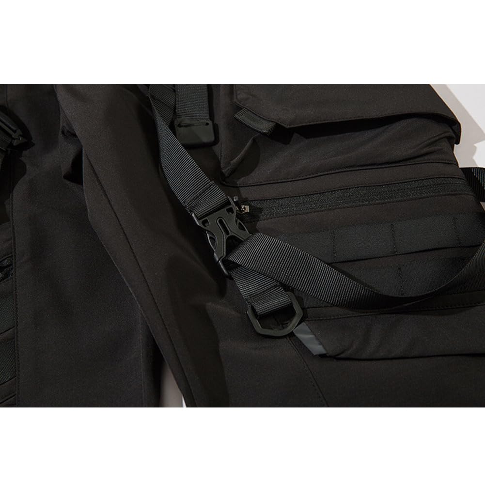 Punk-Joggerhose für Herren, mit mehreren Taschen, Streetwear, Cargohose, schwarz, taktische Techwear, Hip-Hop-Hose, Band