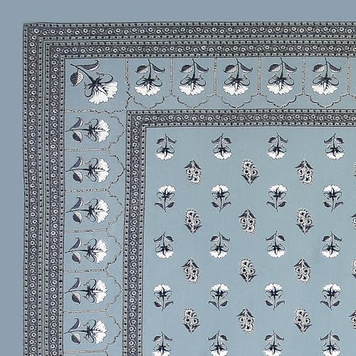 Image of BLOCKS OF INDIA Hand Block Printed 200 TC Cotton Super King Size Bedsheet(106 x 106) | Pack of 1, Batik Grey Flower