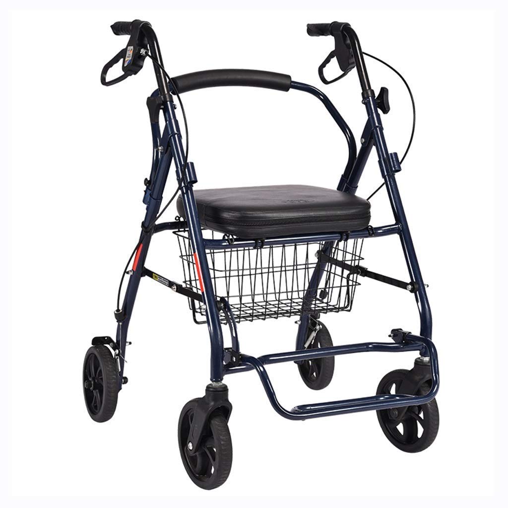 Carrello Vecchio in Acciaio al Carbonio Che compra Verdure con Sedile con Ruote Carrello della Spesa Carrello Portatile Pieghevole Regolabile (Blu)