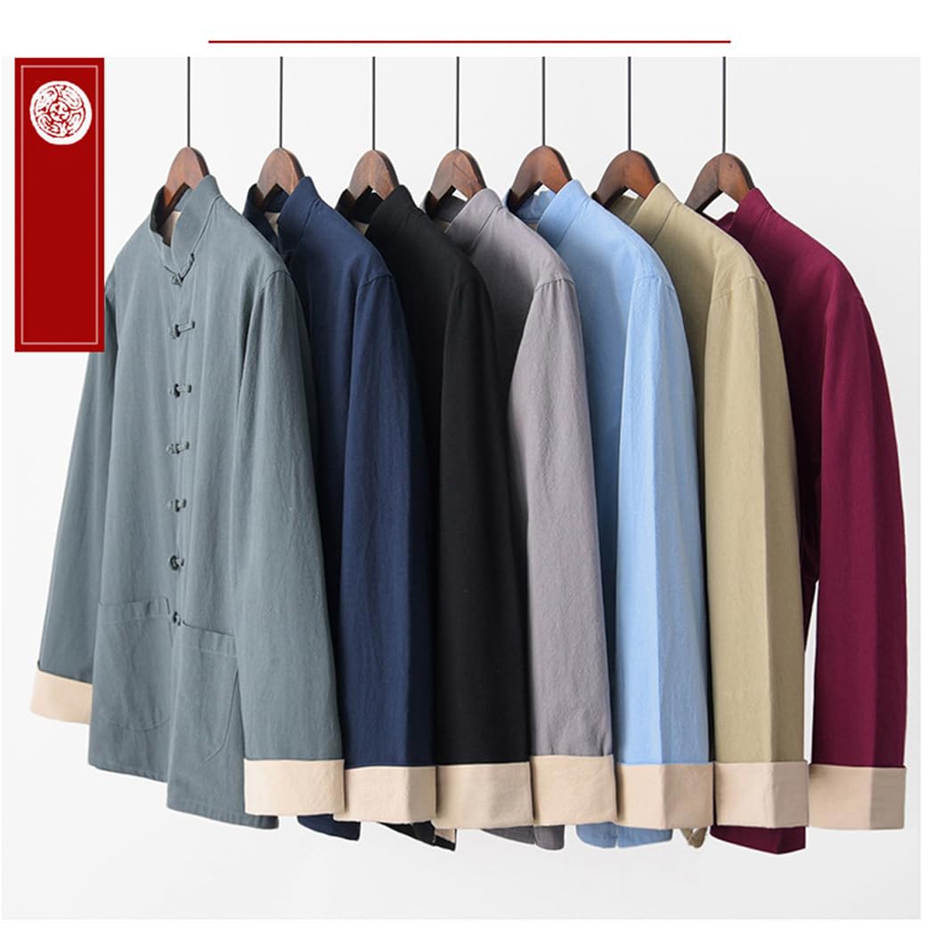 ZHOUXIAO Giacca per Kung Fu Sciolta, Spesse Abiti da Uniforme da Tai Chi Si Abitudini Cinesi Kung Fu Abiti Ala di Cotone Puro Chun, Vestito a Maniche Lunghe Camicia Camicia grey-3XL
