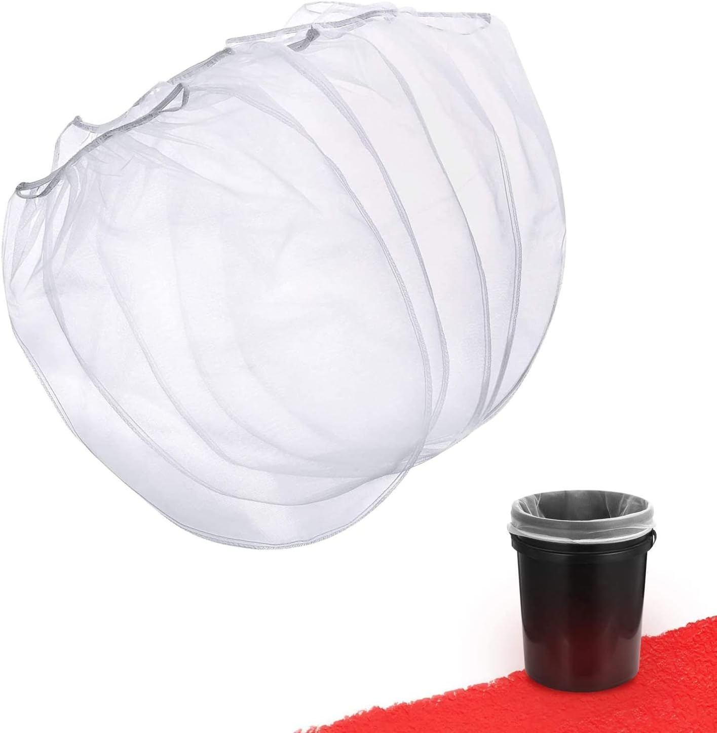 Paint Strainer Bag, 5 Gallon Paint Strainer with Elastic Top Opening White Fine Mesh Filters Bag for Paint Gardening (5 Pieces)