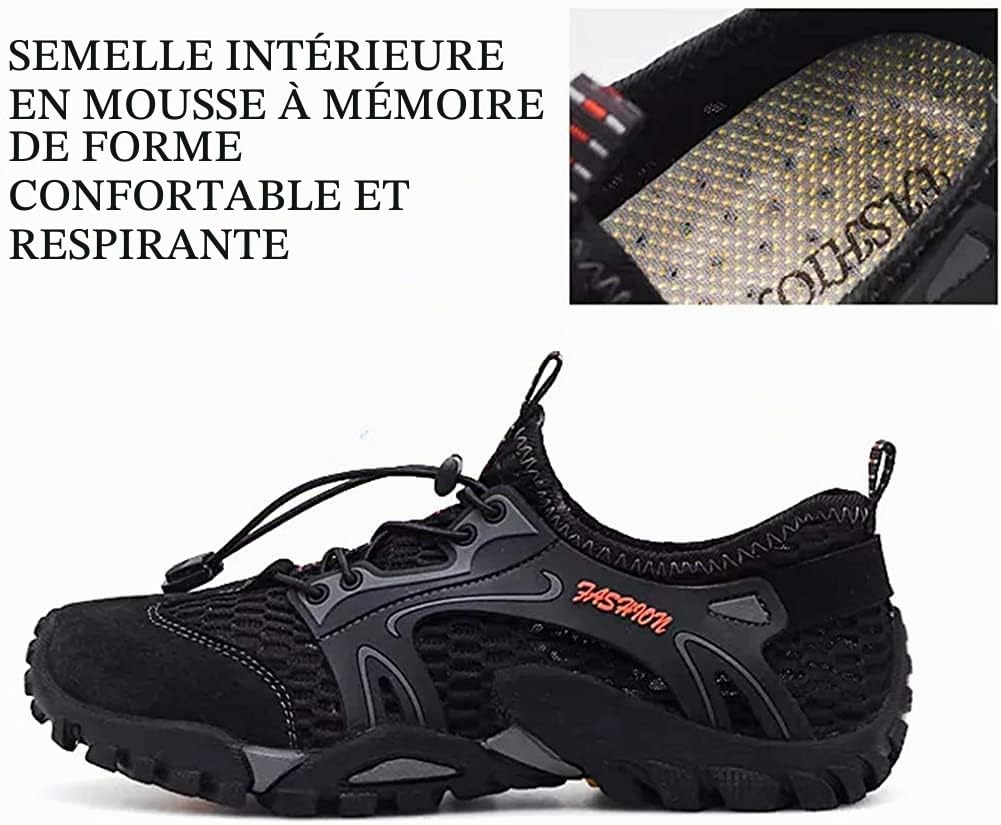 Asifn Hommes Chaussures D'eau Speed Dry Sports Chaussures d'eau Douce Randonnée Légère Outdoor Mesh Sandales Barefoot Training Marche