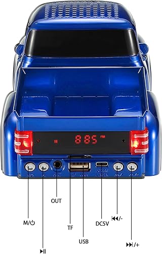 Miniatura 8 de WS-538 Altavoz de Replica de Camión de Recogida Retro Bluetooth Altavoz Portátil Inalámbrico de Modelo de Coche con FM, TWS, Luces de Fiesta LED,