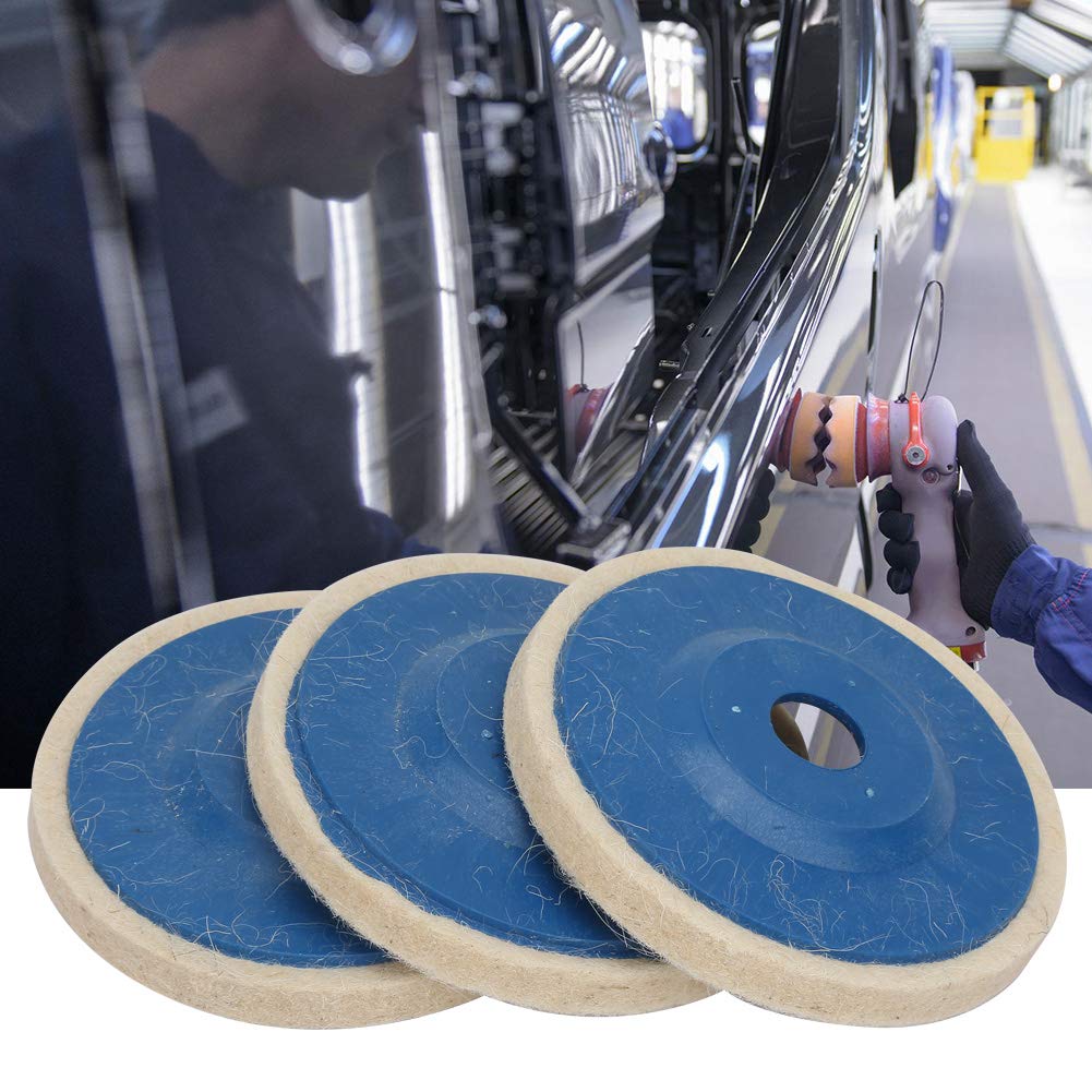 3 Pcs Wool Fabric Disc Polish, 4 Inch Wool Polishing Wheel Felt Disc Popular Practical Angled Wool Wheel Polishing Disc Pad Kit for Polishing of Glass Metal Ceramics
