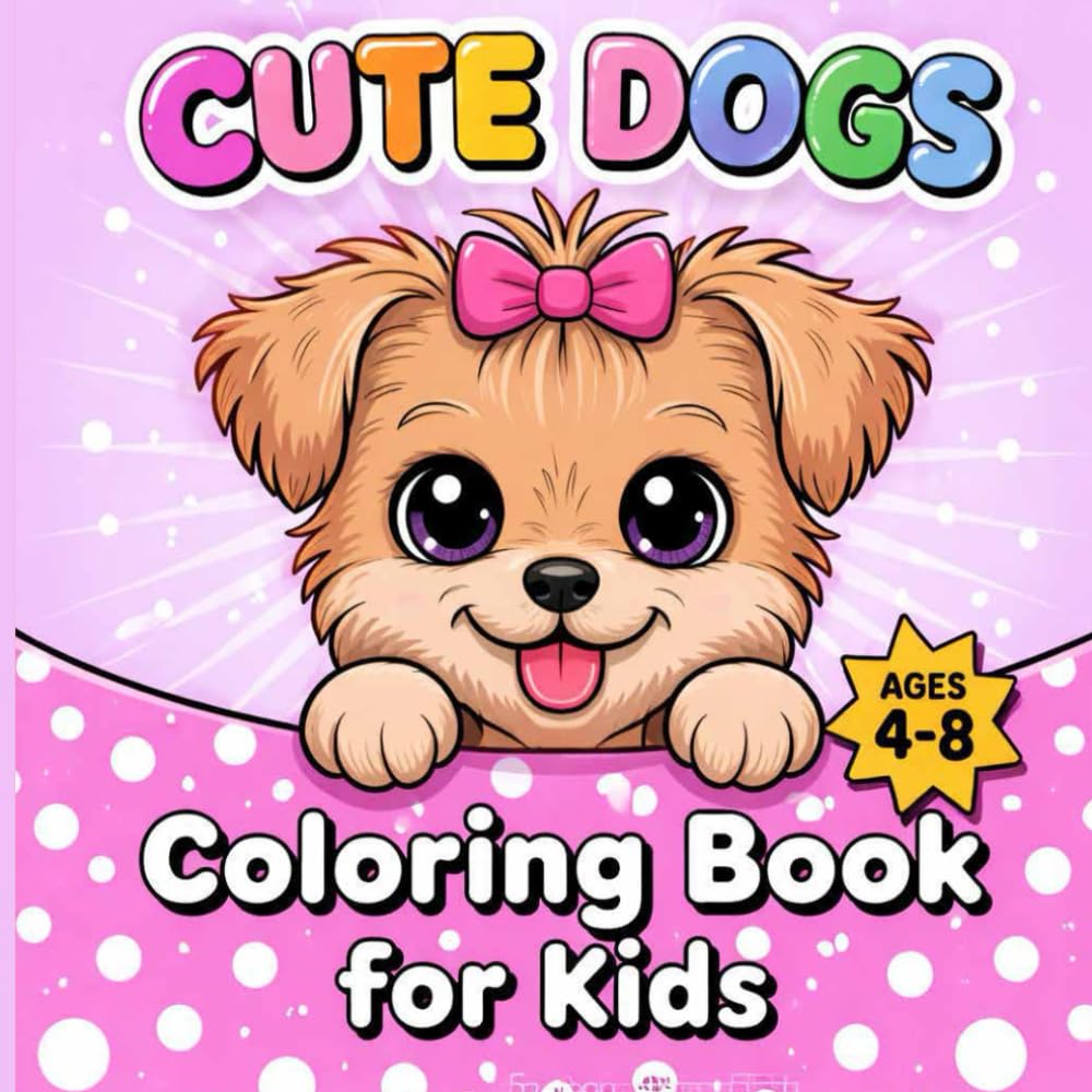 Cute Dogs Coloring Book for Kids Ages 4-8: Big and Simple Dog Coloring Pages for Little Kids
