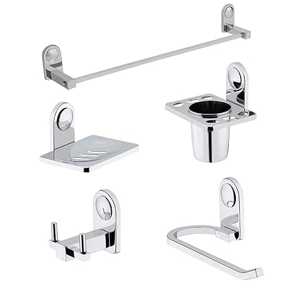 VR Glance Bathroom Accessories Set (Stainless Steel, Set of 5)