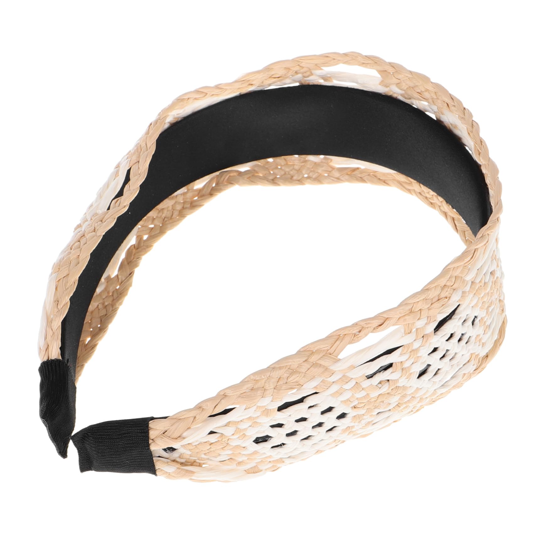 CALLARON Bandeau Large en Raphia Tissé pour Femmes, Accessoire Cheveux Vintage Beige, Style Bohème Élégant, pour Tenues de Plage et Occasions Diverses