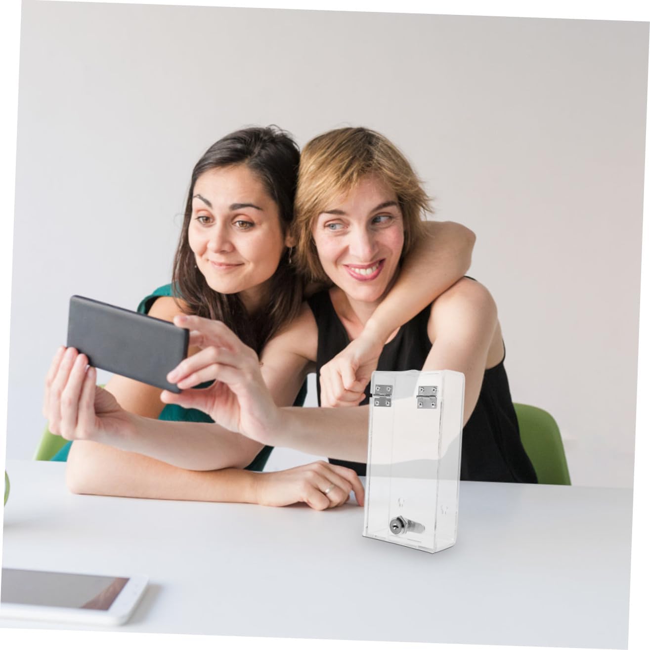 Locking Phone Storage Box - Clear Single Compartment Locker for Employee Cell Phones, Offices & Classrooms (lock & Key Or Screw Style, Random)