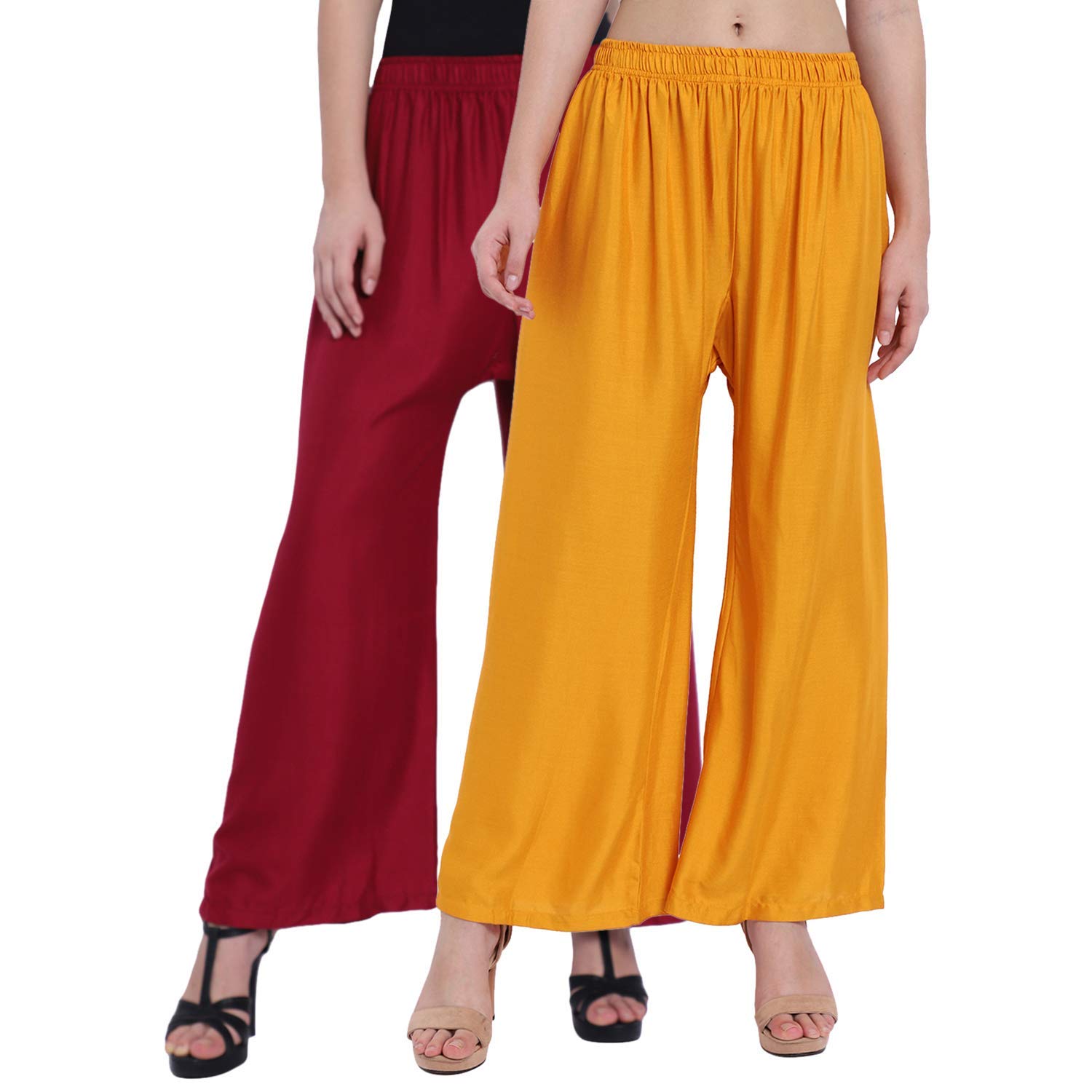 SANGAM Cotton Rayon Flared Palazzo Bottom for Women and Girls (Combo Pack of 2)-image-32