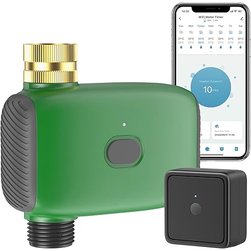Sprinkler Timer, WiFi Water Timer for Garden Hose, Programmable Automatic Smart Hose Timer Irrigation Timer with Hub, APP Control Smart Watering System for Lawns Yard Compatible with Alexa Google