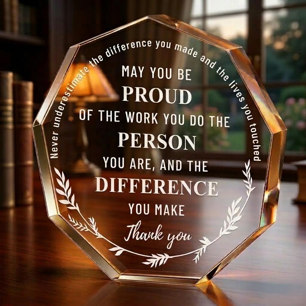 DIGI ARTS Retirement Farewell Gift for Men - Acrylic Hexagonal Thank You Award with Inspirational Message, Coworker Leaving Present, -like Name-Free Appreciation Sign for Dad, Doctor,, Counselor - Home & Office Desk Decor-image-20