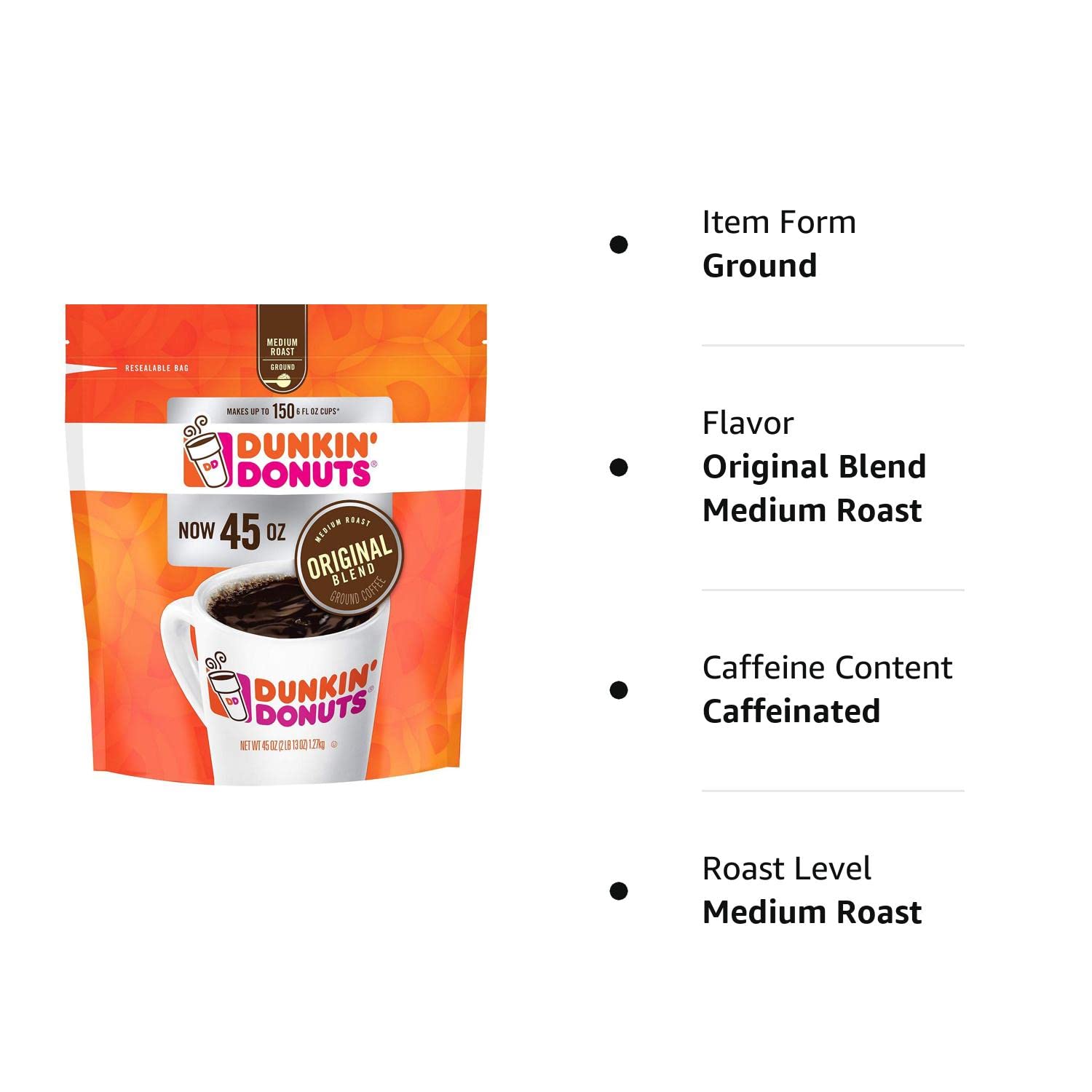 Dunkin' Donuts Ground Coffee, Original Blend Medium Roast, 90 Ounce