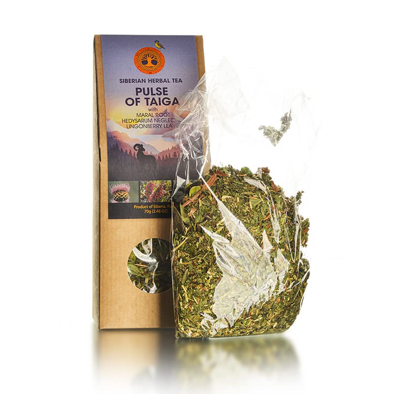 Miniatura 3 de Té de hojas sueltas de hierbas siberianas "Pulse of Taiga" con raíz de Maral, hojas de arándano rojo (2.46 onzas)