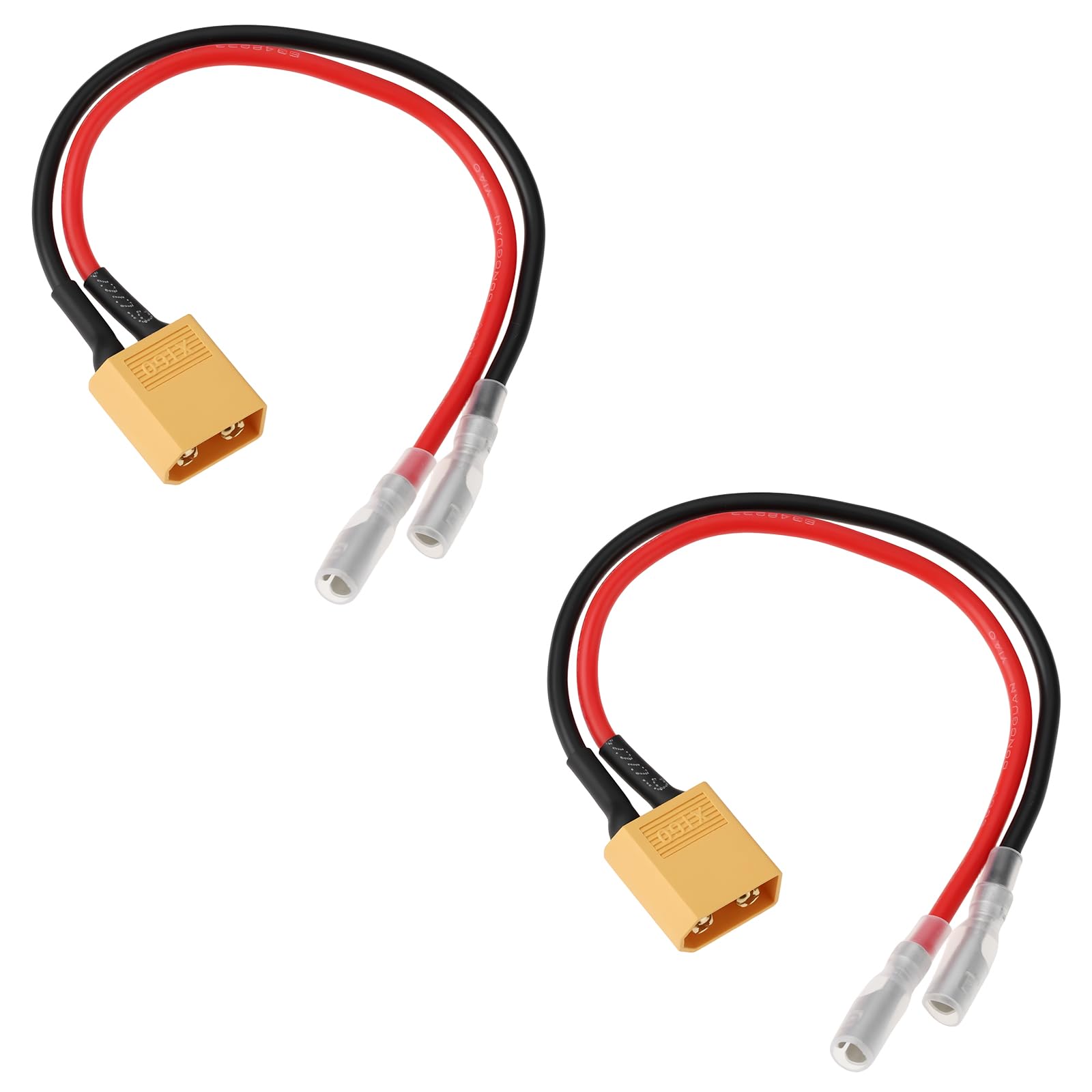 eMagTech 2pcs XT60 Male to 4mm Bullet Female Power Cable 14cm 18AWG Compatible with Heng Long 1/16 Tanks