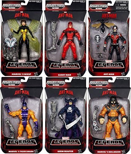 Hasbro Ant-man Marvel Legends Set of 6 - Giant Man, Grim Reaper, Wasp, Bulldozer, Ant Man, Tigershark Action Figures Wave 1 - Ultron Build a Figure