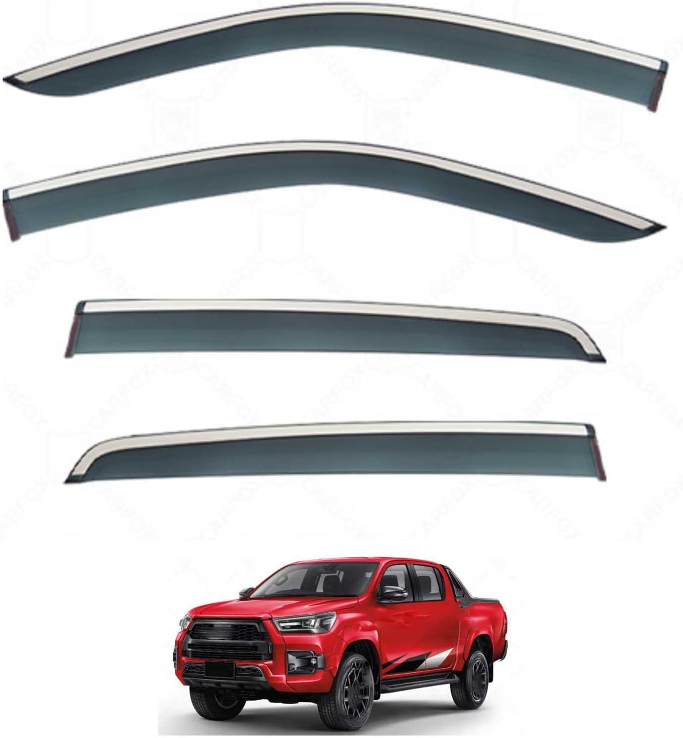 Acwyahso Normal Rain Guards Wind Deflectors For Hilux Revo Mk8-An120-An130 2015-2025, 4Pcs Vent Visors, Allows Fresh Air & Keeps Rain Out, No-Drill Install