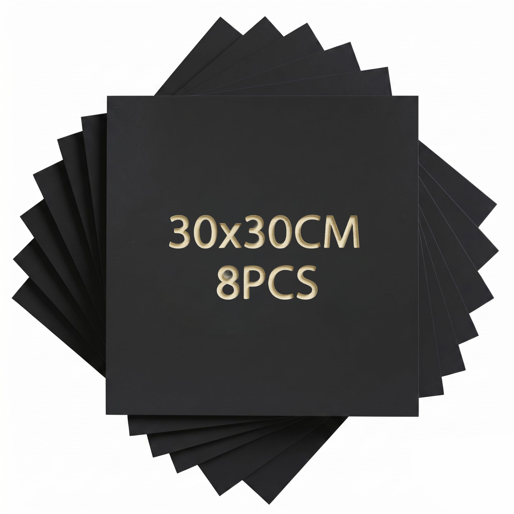 SCULPFUN 8Pcs Black Plywood Sheets 300x300x3mm Coloured Basswood Board Paint-Free Craft Wood for Cutting and Engraving Pre-Colored Wooden Material for DIY Gifts Model Making