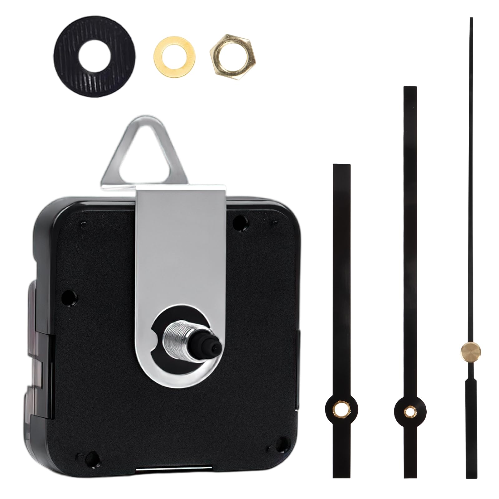 Ultra Silent Quartz Clock Movement, Clock Mechanisms with Hands Battery Powered, Wall Clock Mechanism Motor Replacement DIY Repair Parts, 2/5 Inch Maximum Dial Thick