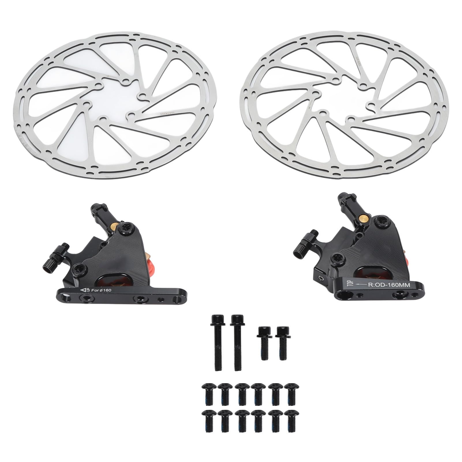 Bikes Disc Brake Set, Lightweight Aluminum Alloy Caliper Front Rear Disc Brake Set for Road & Mountain Bikes