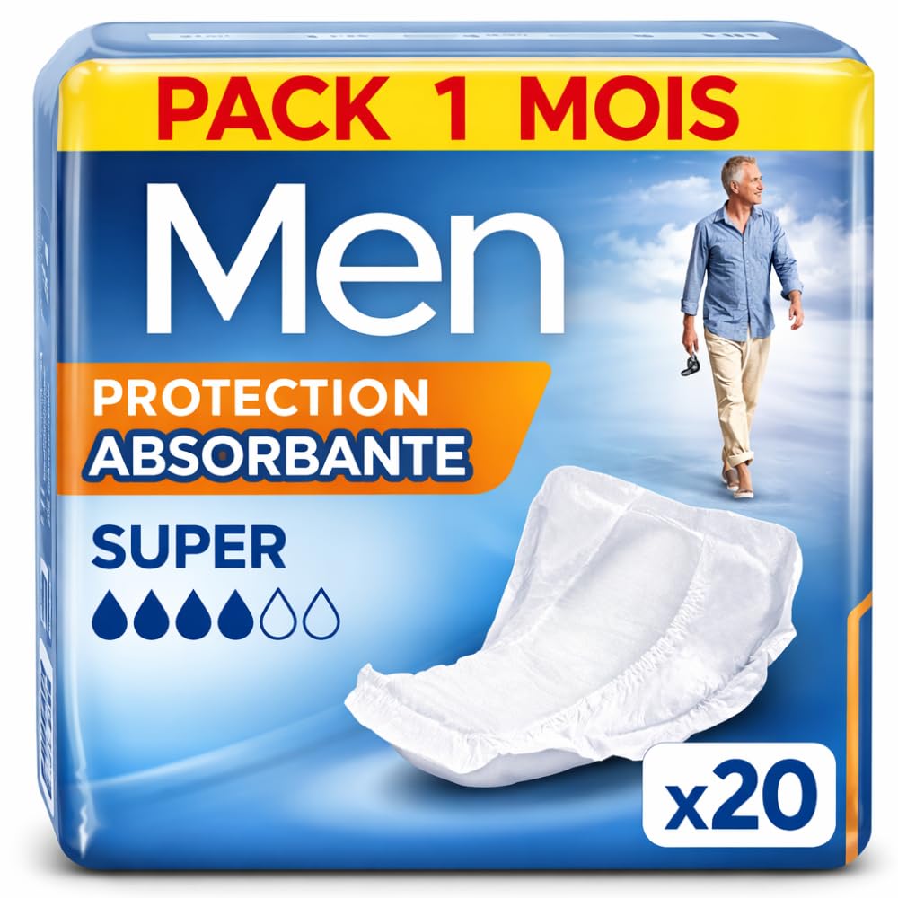 120 Protections Urinaires pour Homme – Super Absorption – (Pack Économique) – Protection Incontinence Masculine Discrète et Confortable