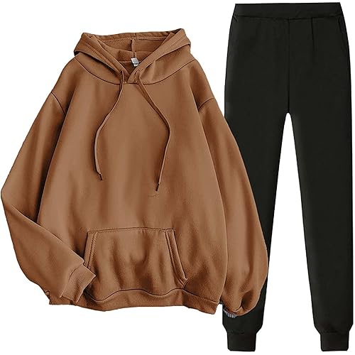 Womens 2 Piece Outfits Lounge Hoodie Sweatsuit Sets Oversized Sweatshirt Baggy Fall Cotton Sweatpants with Pockets