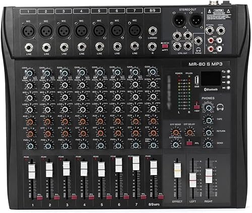 XXXDXDP - Consola profesional de 9 canales, mezclador de audio USB Bluetooth DJ mezcla de sonido para reuniones familiares KTV Campus Discurso