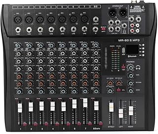 ZZBJ 9 Channel Professional Console Studio Audio Mixer USB DJ Sound Mixing for Family KTV Campus Speech Meeting