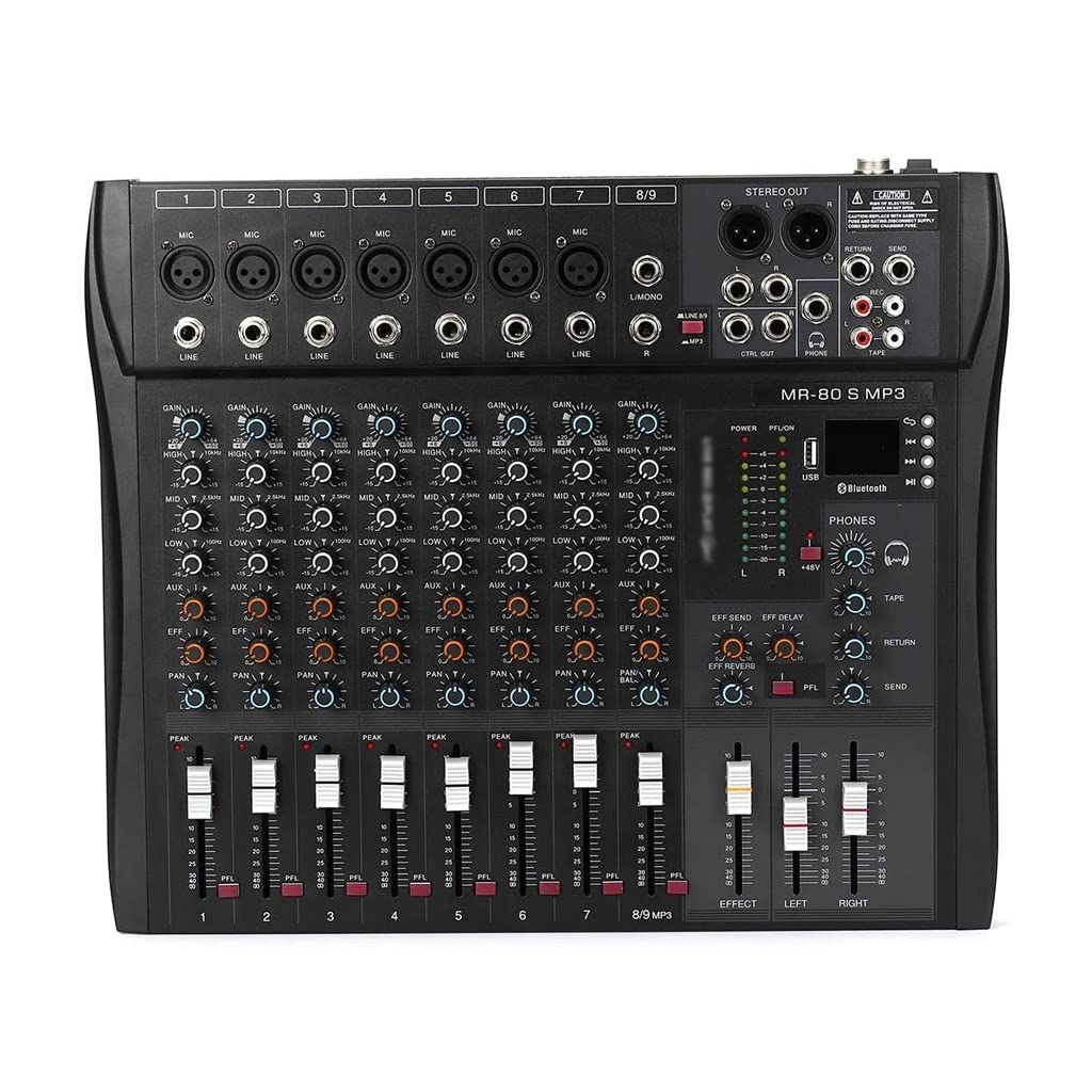 Consola mezcladora de Audio Profesional de 9 Canales para Estudio, con USB, para DJ, KTV, Campus, reuniones y discursos.