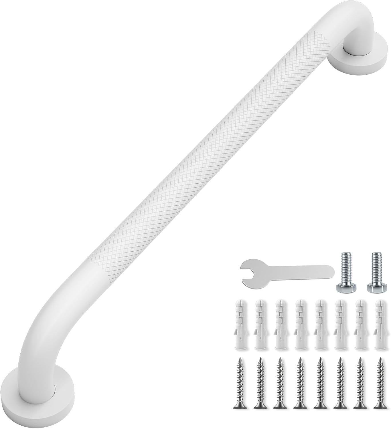 Amazon.com: Honblviu White Shower Grab Bar 24 Inch, Anti-Slip Safety ...